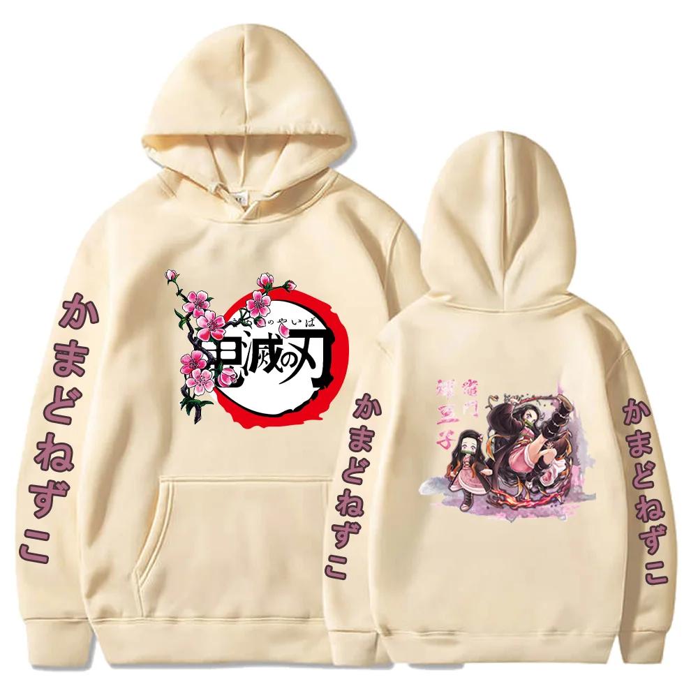 Demon Slayer Kamado Nezuko Oversize Anime Mikina s kapucí Streetwear s kapucí Hip Hop Muži/ženy Volný svetr Oblečení Dětská mikina