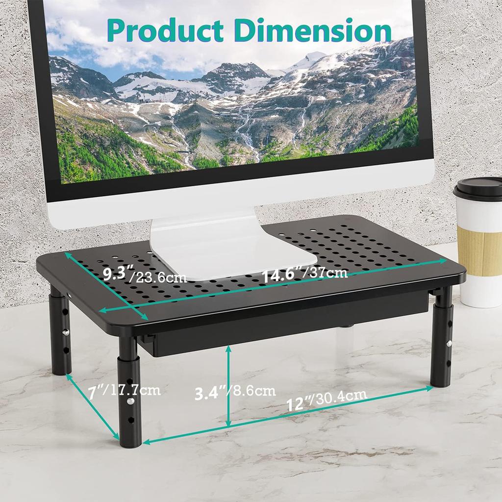 Computer Monitor Heighten Storage Rack mit Schublade Notebook Wärmeableitung Halter Desktop Home Office Tastatur Organizer Regal