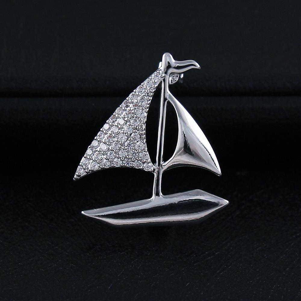

Fashion Sailboat Unisex Brooch with Zircon - Light Luxury Corsage Accessory