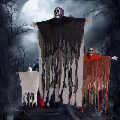Hanging Hooded Skeleton Ghost Halloween Decoration for Escape Room & Party