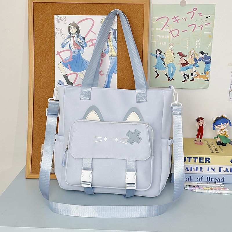 New student tutoring multi-pocket tutoring bag tote bag junior high school student large-capacity canvas bag messenger bag