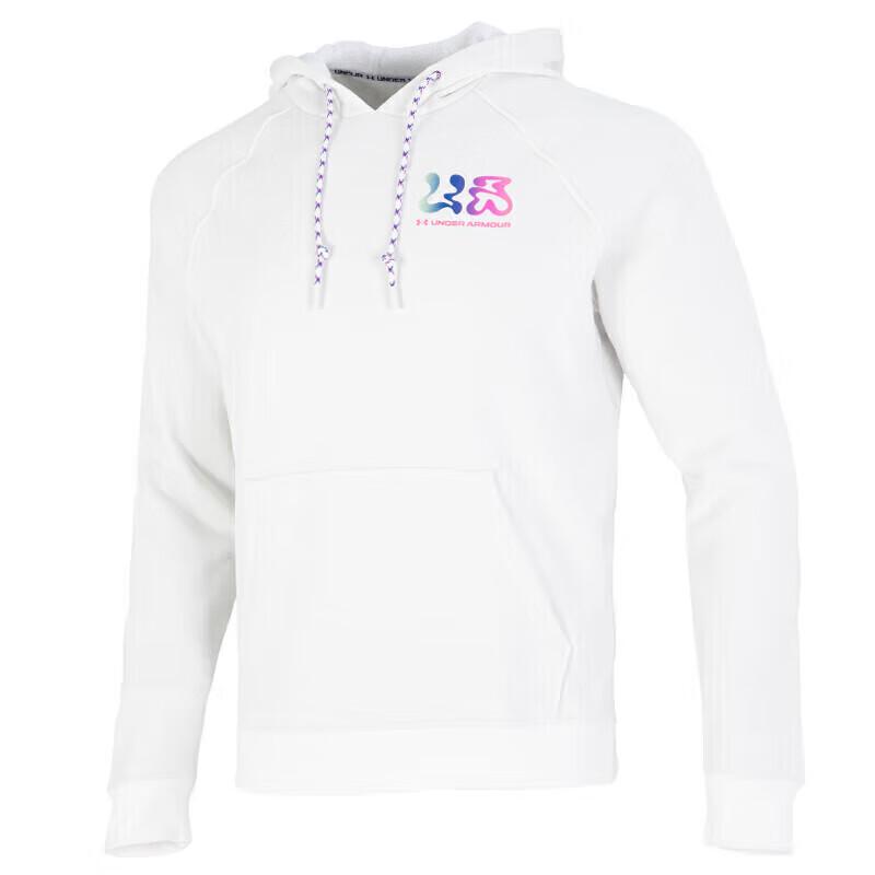 Under Armour Elevated Terry Colorful Letter Hoodie Men White 1373844-112 XXL