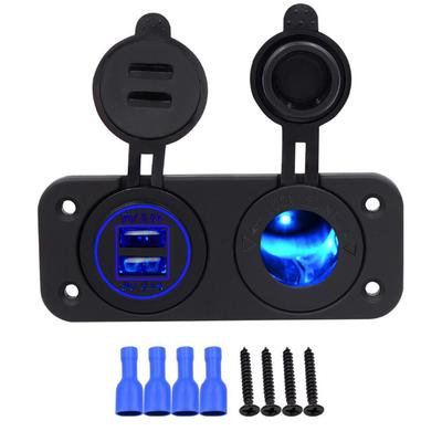 Panel s 2 otvormi, 4,2 A, duálny port USB Nabíjačka 12V/24V napájacia zásuvka pre automobily, motocykle, člny, morské štvorkolky, RV
