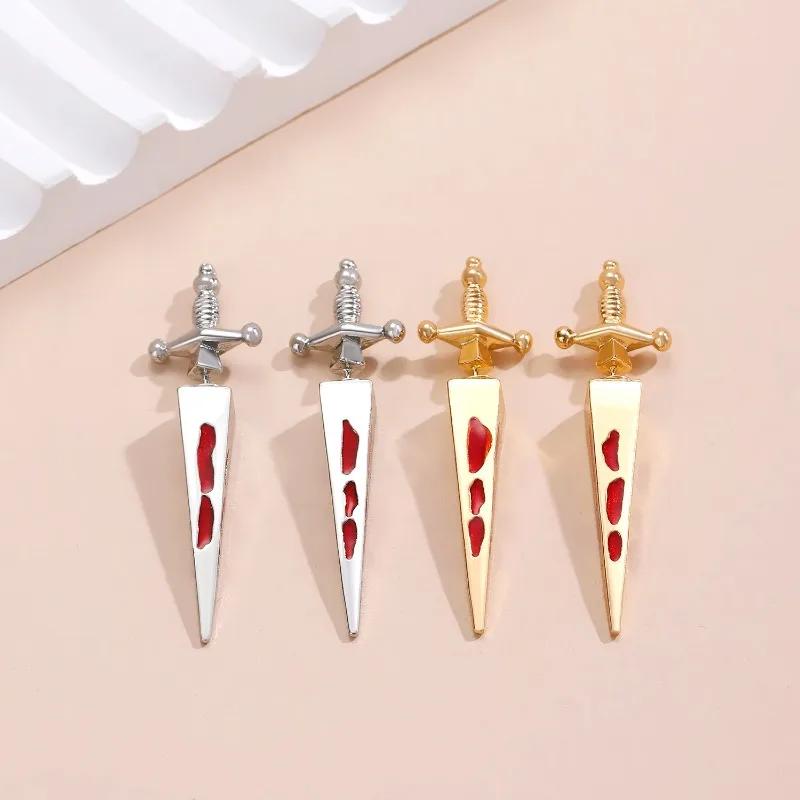 Punk Sword Gothic  Piercing Earrings for Women Men Goth Crystal Ear Jacket Dagger Stud Earrings Zircon