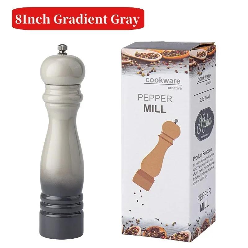 Wooden Manual Salt Pepper Grinder Set Spice Shaker Gradient Color Pepper Mill With Strong Adjustable Ceramic 6/8inch Grinder