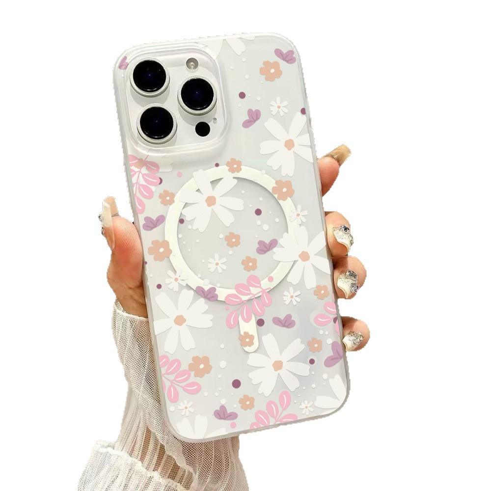 Koreanischer Wind Ins Floral Magnetische Hülle ist geeignet für Apple 17 Pro Mattes Handyhülle iPhone16/15 Großes Loch Anti-Drop.