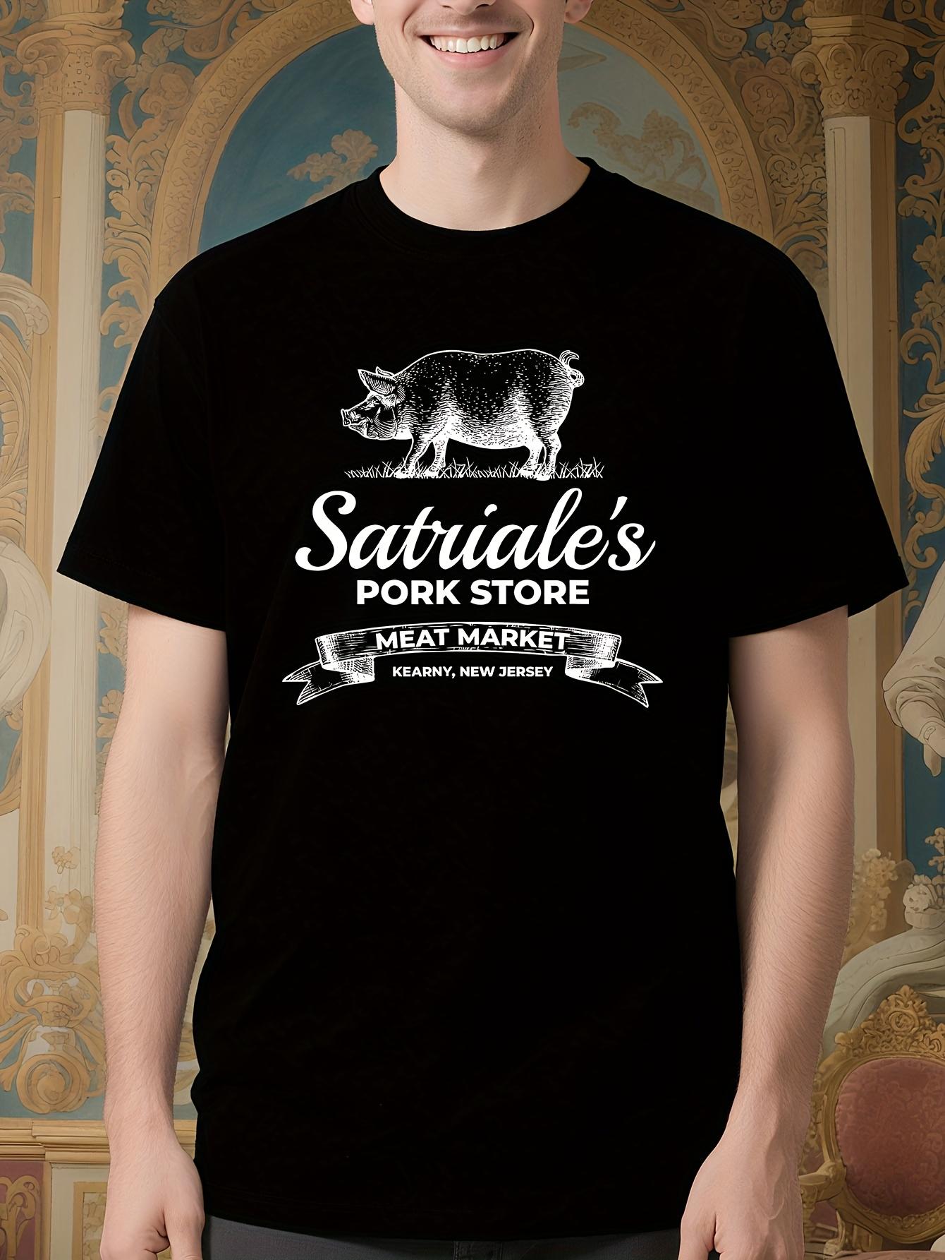 Satriale S Pork Store Kearny NJ Casual Black Cotton - Short Sleeve Crew Neck Tee with Establishment Date & Location T-shirt XXXL