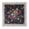 Women' Black Floral Scarf 70X70 - Silky With Geometric Frame