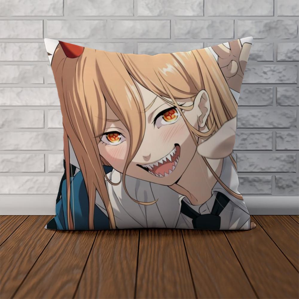 Chainsaw Man Pillow Case For Car Sofa Decorative Home Doublesided Print Plush Square Throw Pillow Cushion Cover