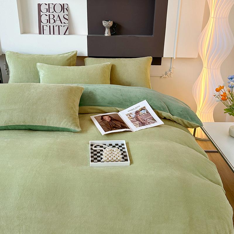 Oboustranná čtyřdílná sada Milk Fleece, zesílené povlečení z korálového fleecu, fleecový termoflanelový povlak na přikrývku