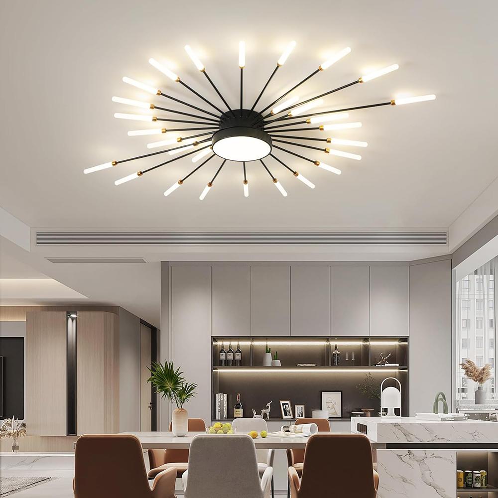Moderne Deckenleuchte, 28+1 Leuchten Metall Feuerwerk Design Schickes LED-Beleuchtungsfixture für Bauernhaus Küche Esszimmer Schlafzimmer Flur Wohnzimmer