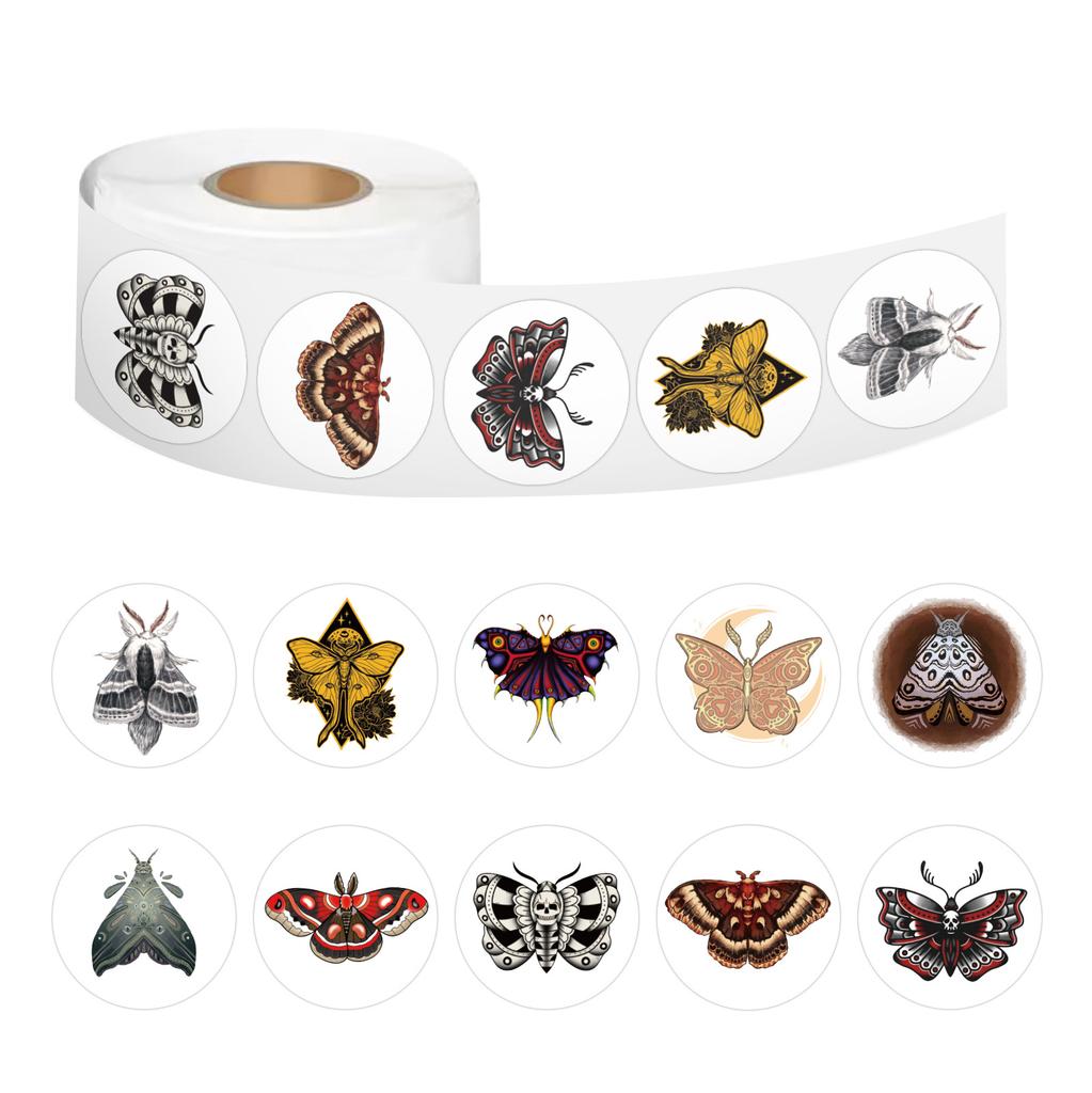 500 Stickers/roll Cartoon Moth Roll Stickers Children Student Reward Encourage Stickers Creative Decorative Sealing Color Stickers