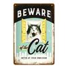 Warnschild aus Aluminium: „Vorsicht vor Hund und Katze!“ – Vintage-Wandplakette für Hof, Garten, Bar, Haus, Männerhöhle
