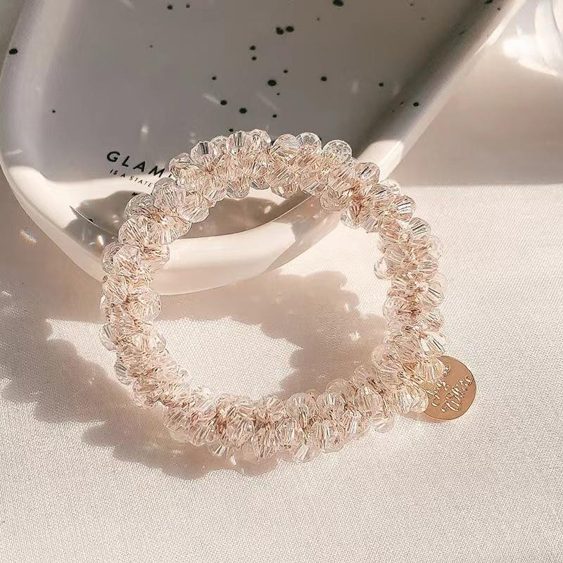 Women Elegant Hair Ring Ties Beads Ponytail Holders Hair Accessories Elastic Hair Band Girls Scrunchies Bracelet