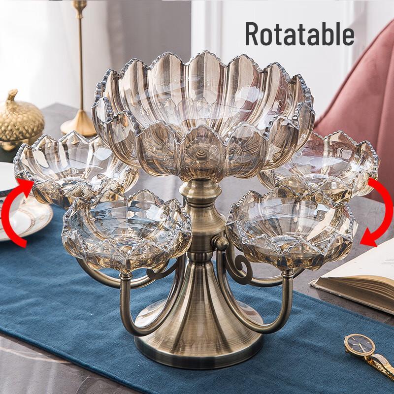 Nordic Crystal Glass Rotating Fruit Plate
