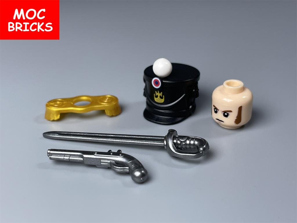MOC Blocks Battalion Commander Napoleonic Wars Figure Construction Bricks Army Sword Gun Military Weapons Accessories Children Toy
