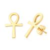 WOMNE MEN'S ANKH CROSS EGYPTIAN STUD EARRINGS STAINLESS STEEL the KEY of LIFE NILE CRUX RASTA EARRINGS