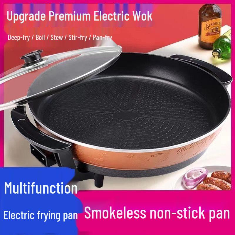 Large Non-stick Electric Griddle Pan for Buns, Flatbreads, Dumplings, and Potstickers. Model 38, Diameter 36cm
