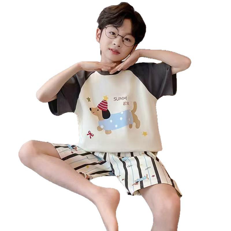 Kids' Cartoon Pajama Set - Summer 2026: Boys' Medium & Large Short Sleeve & Shorts