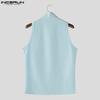 INCERUN Oversized Men Cutout Neck Sleeveless Texture Casual Tank Tops