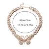 Thick Cuban Link Chain Big Butterfly Necklace For Women Rhinestone Choker Girls Jewelry