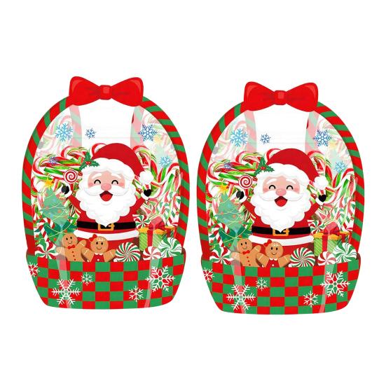 Holiday Treat Bag 2/4/6Pcs Clear Gift for Halloween Christmas, Goodie Candy Bags Packaging with Handle, Resealable Sealed Pouch Party Favors