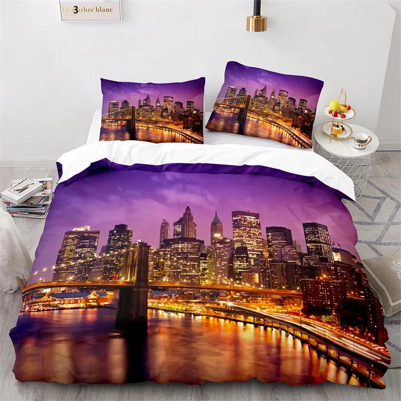 Statue Of Liberty Duvet Cover King Size Microfiber World Famous Building Bedding Set New York Landmark Cityscape Comforter Cover