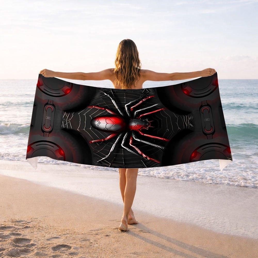 Mechanical Spider Beach Towel, Soft Microfiber Quick Dry Oversized Bath Towel, Cool Tech Summer Pool Blanket
