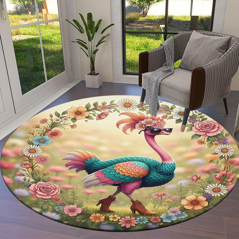 Colorfulbirds Round Area Rug,Carpet Rug for Living Room Bedroom Sofa Playroom Decor,Non Slip Floor Mat