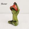 Vielseitige Tischdekorationen Yoga-Pilz Frosch Figur, Kreative Harzstatue, Niedliche Sitzende Tierfiguren Grünes Ornament für Zuhause Büro