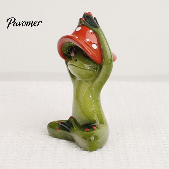 Vielseitige Tischdekorationen Yoga-Pilz Frosch Figur, Kreative Harzstatue, Niedliche Sitzende Tierfiguren Grünes Ornament für Zuhause Büro
