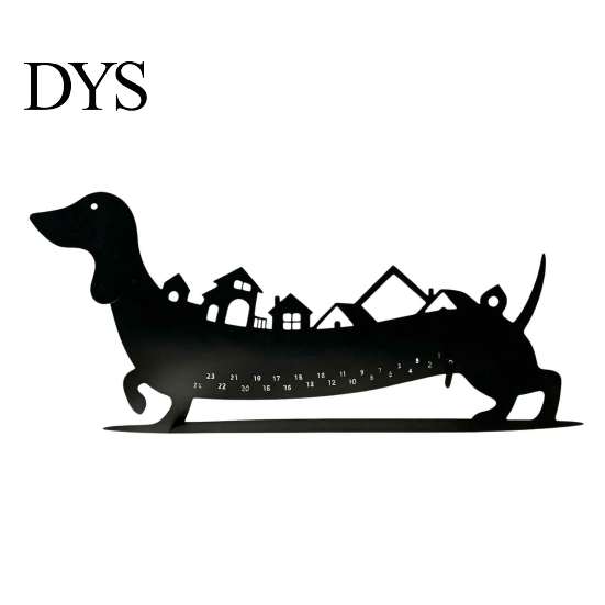 Christmas Tabletop Display Dachshund Advent Calendar, Metal Countdown Decor, 1-24 Seasonal Calendar Days Holiday Dog Ornament, Xmas Gift for Lovers