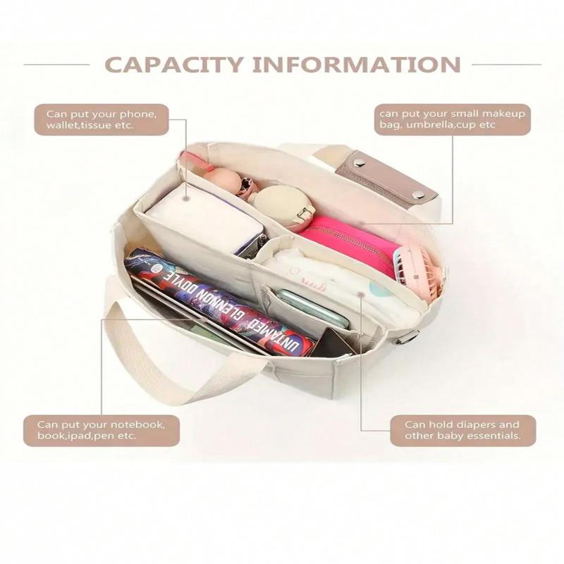 Axelväska med stor kapacitet och flera fickor med fack, multifunktionell handväska med handtag