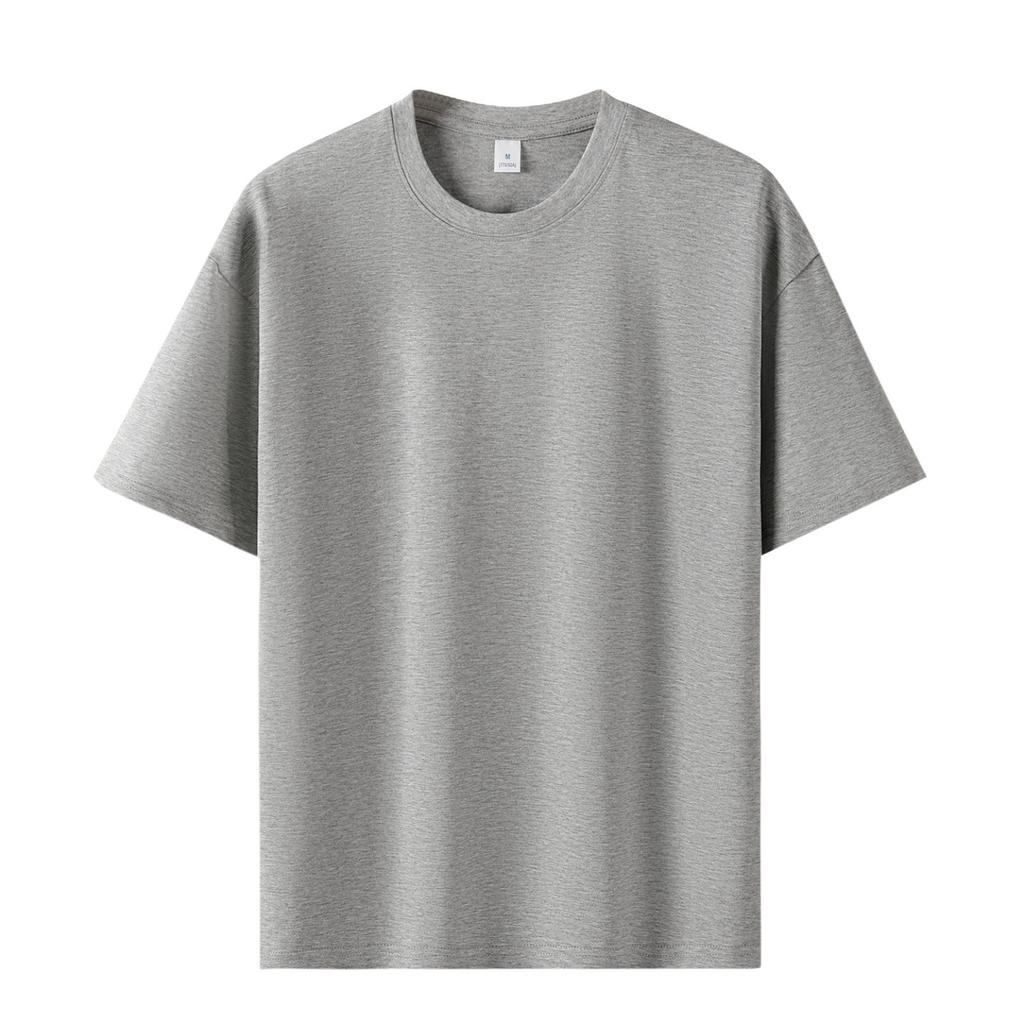 Unisex Round Neck Short Sleeve Loose Fit T-Shirt Cotton Solid Heavyweight Top