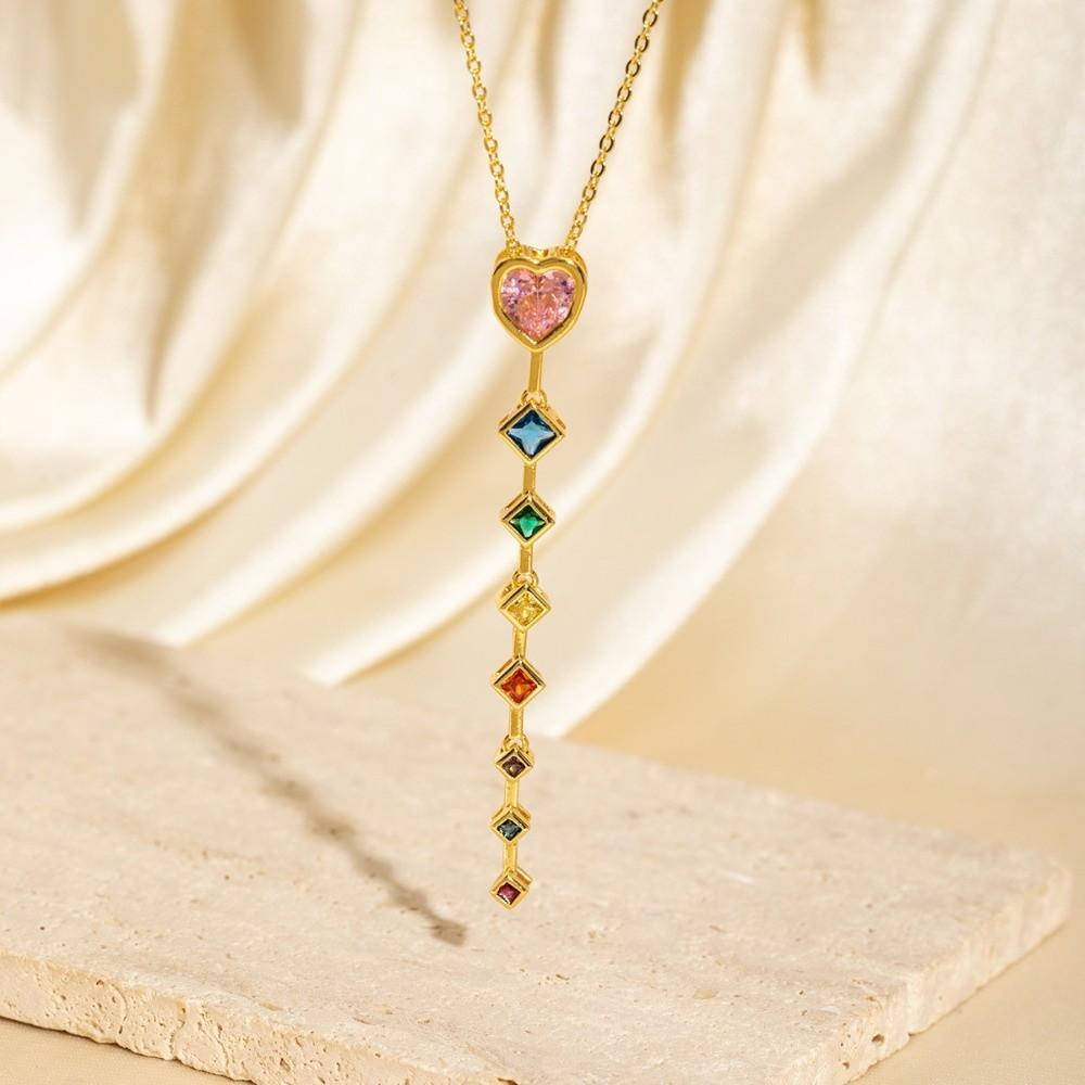 Retro Colorful Zircon Collarbone Chain Irregular Crystal Luxury Pendant Y-shaped Long Tassel Jewelry Accessories
