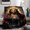 Radiant Figure in Sacred Setting Flannel blanket for bedroom, living room, sofa, and nap