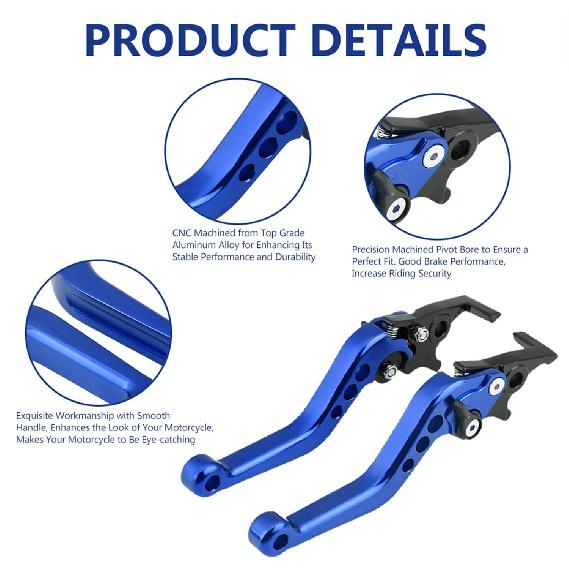 Acouto Motorcycle Brake Lever, Dual Brake Lever 1 Pair CNC Aluminum Double Disc Brake Levers for Motorcycle Scooter Modification Below Blue