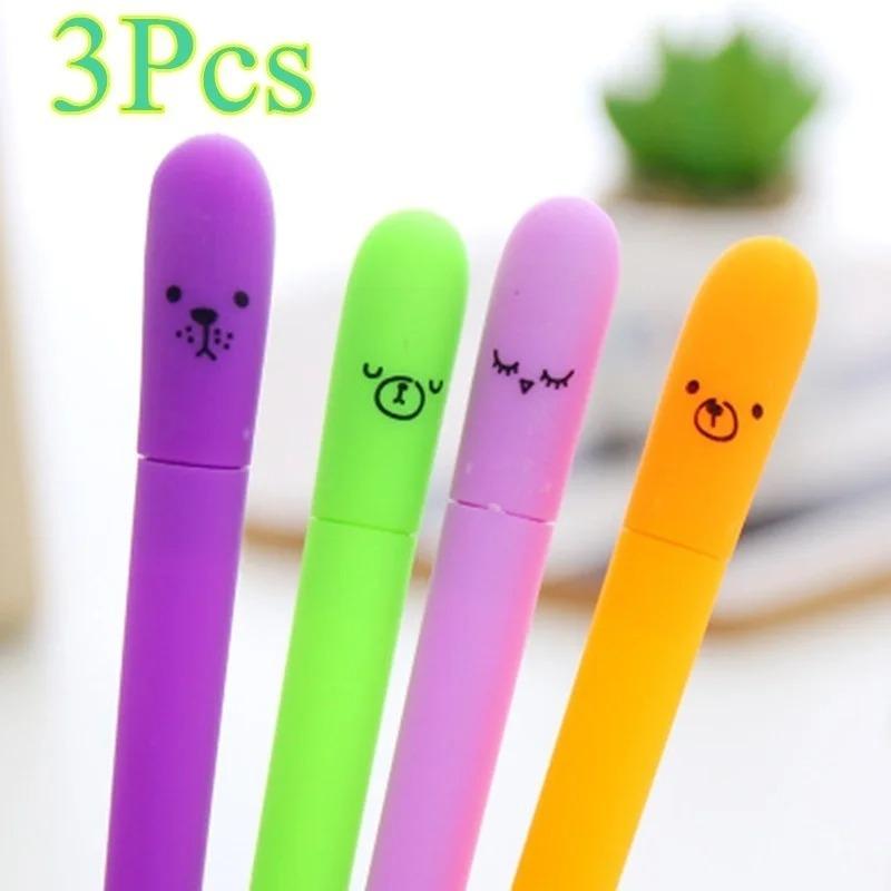 3pcs 0.38 Cute Vegetable Eggplant Stationery Pen Set Cute Gel Pen