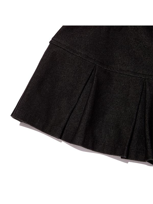 Kirsh Ribbon Point Pleated Skirt Pants [Black]