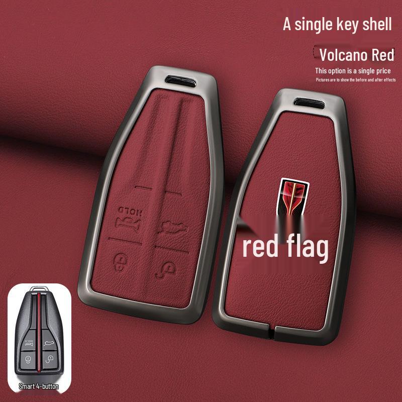 Echtes Leder Schlüsselanhänger für Hongqi H5, FAW HS5, HS7, H9 - High-End Schnallendesign