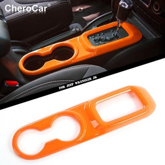 

Center Console Gear Shift Cup Holder Panel Trim For Jeep Wrangler JK 11-17Orange