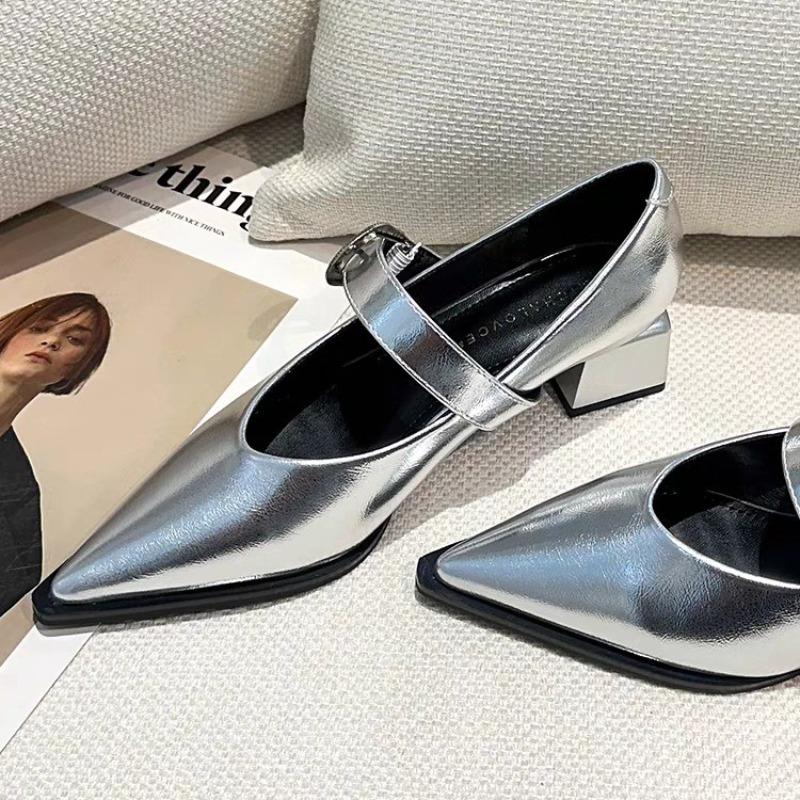 Pointed Toe Mary Jane Fashion Shallow Low Heel Women Shoes Casual Lady Ankle Strap Single Pumps Pointed Toe Square Pumps