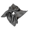 Korean-Style Faux Leather Scarf Hair Tie Set: Large Square Headband, Intestine Hair Tie, and Shiny Bun Accessory.