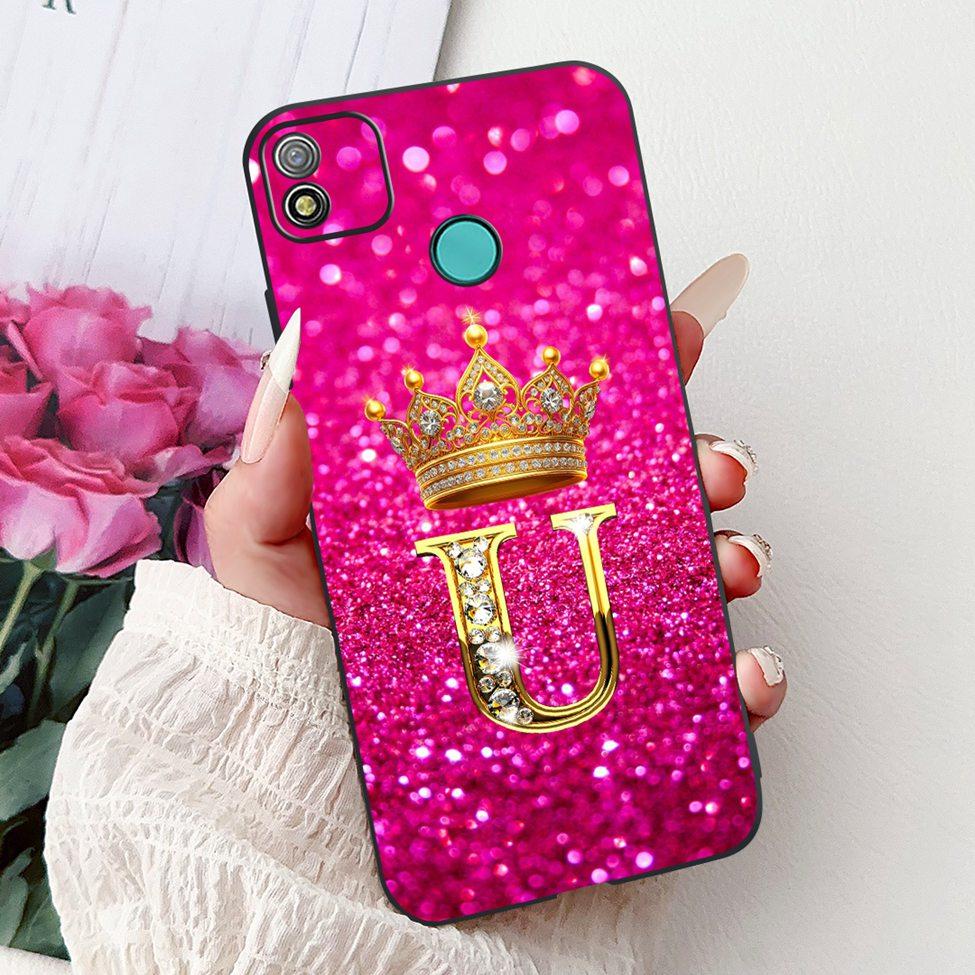 6.0" For Techno Pop4 BC2c BC1s Back Cover For Tecno Pop 4 Case Black Luxury A-Z Letters Fashion Soft TPU Bumper Funda Coque