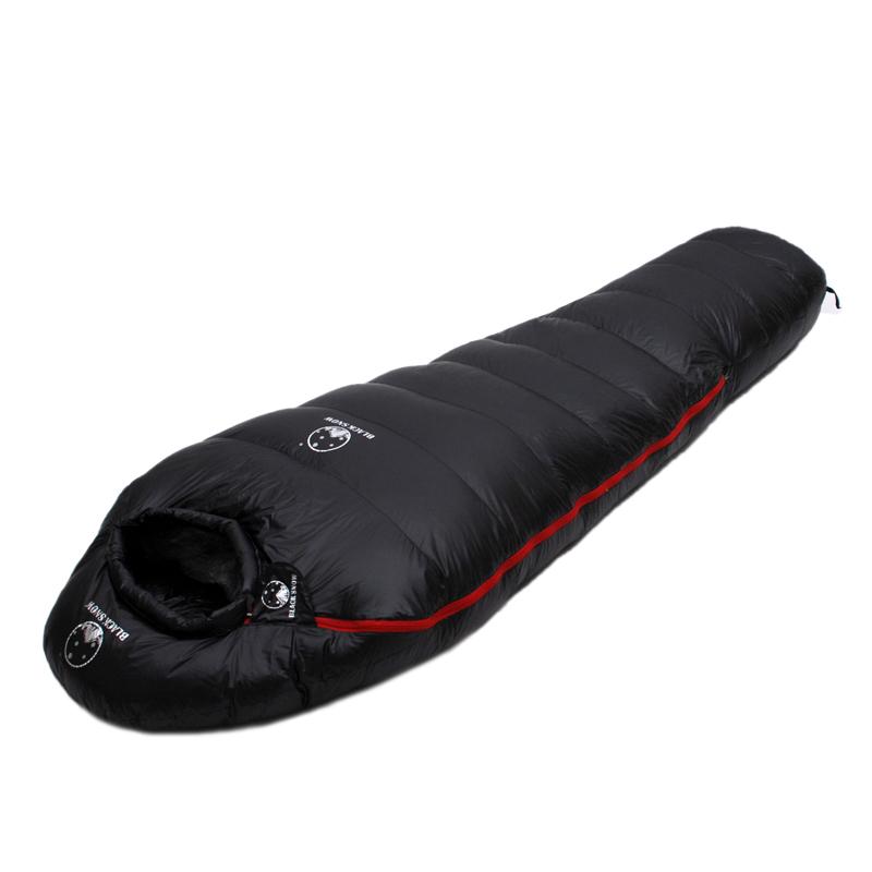 Schwarzer Schnee-Schlafsack für Outdoor-Camping, sehr warm, mit Daunen gefüllt, Mumienschlafsack für Erwachsene, Jahreszeiten, Camping, Reisen, Schlafsack