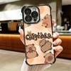 Funny Capybara Cartoon Cute Plating Phone Case For Iphone 16 17 Pro Max Air 16E 14 15 Plus 12 13 Mini Anti-Fall Airabag Cover