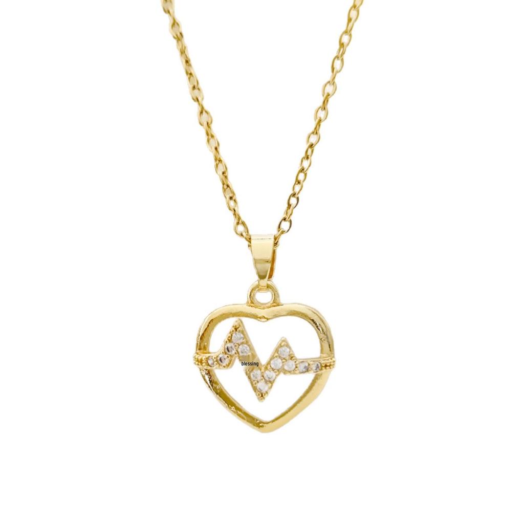 Cat's Eye Heart Necklace: Elegant Light Luxury Versatile Heartbeat Frequency Chain Jewelry Gift for Women