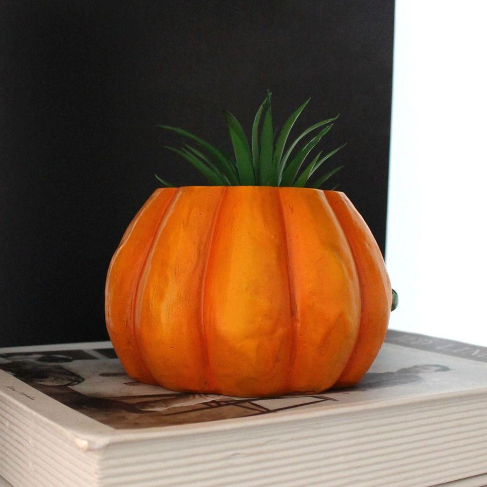 Cartoon Halloween Pumpkin Flowerpot Resin Crafts Pumpkin Plants Container  Home Garden Decor
