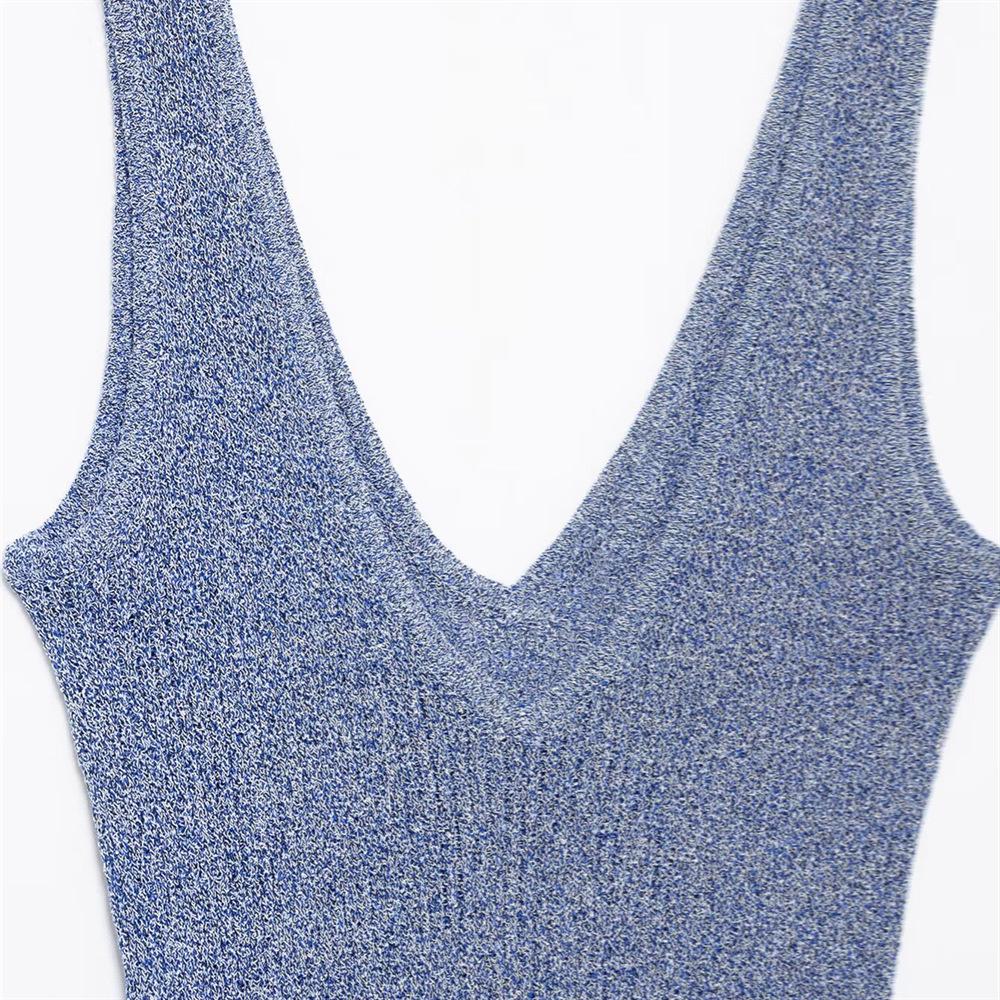 Spring/Summer 2025 Women's Sleeveless V-Neck Slim Fit Casual Dress - Minimalist Vacation Style