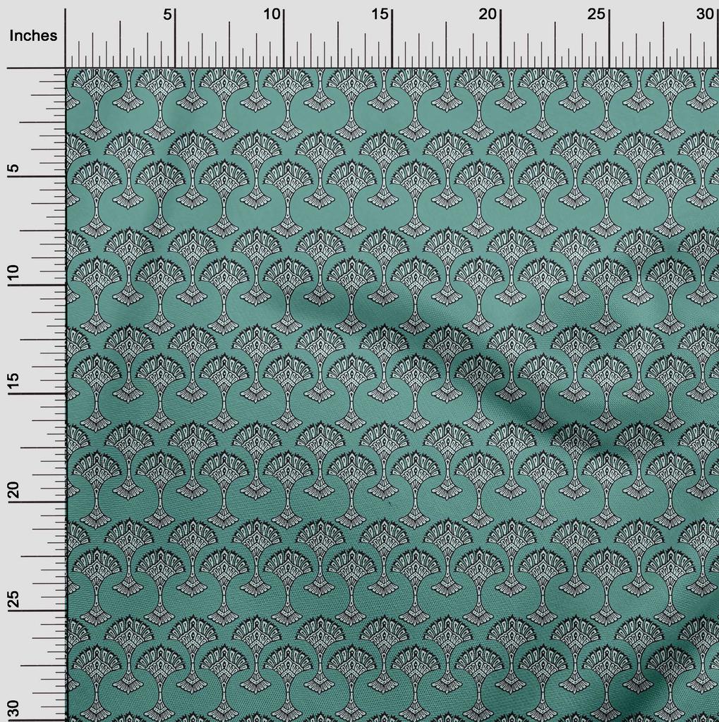 oneOone Cotton Flex Fabric Floral Block Printed Fabric 1 Yard 40 Inch Wide